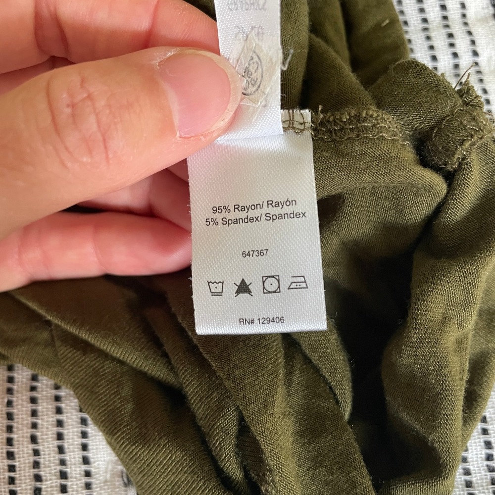 Green Racerback Dress XS Ruched Side Sleeveless Midi Minimalist Bodycon Coverup - Picture 10 of 10